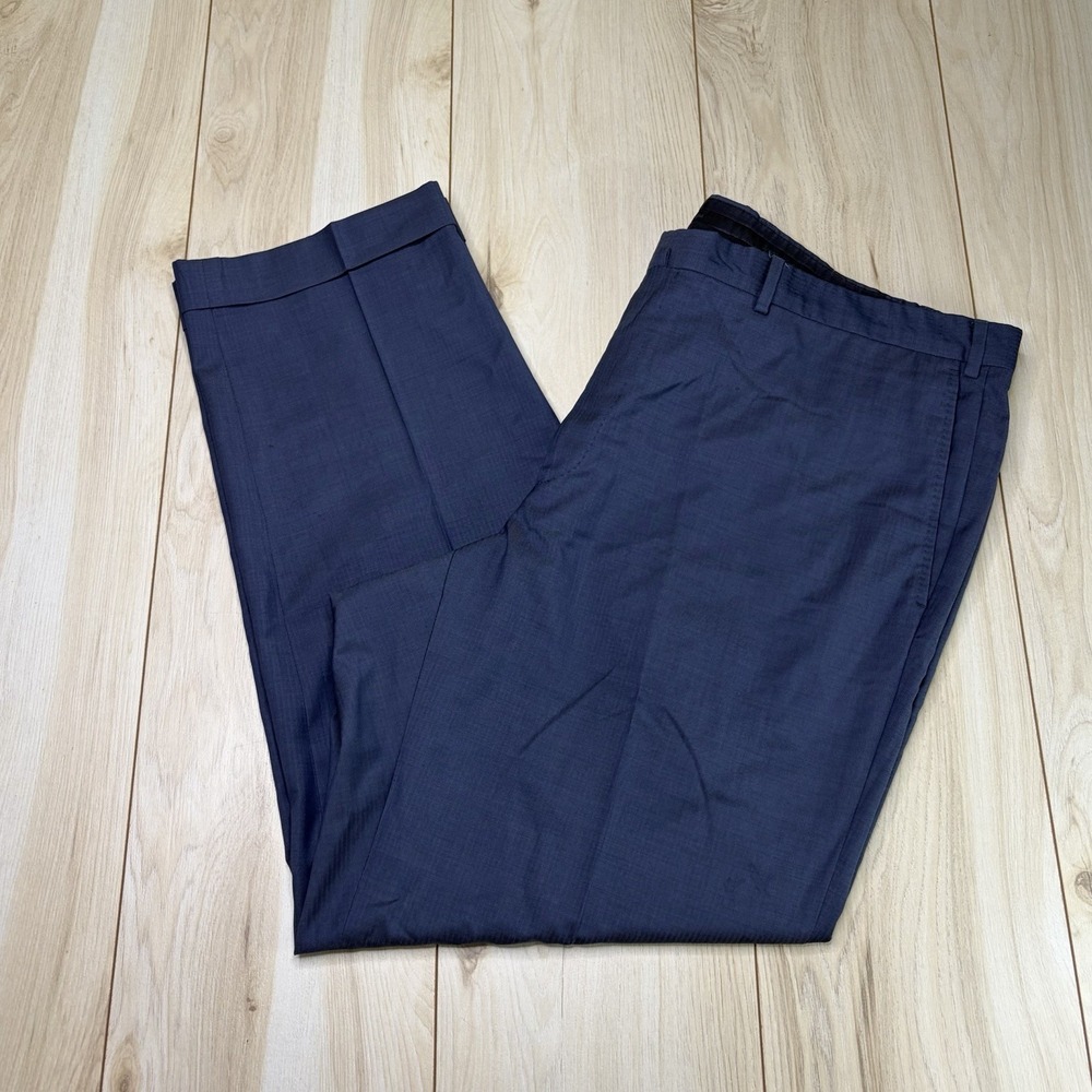 Ermenegildo Zegna Men Mini Herringbone Striped Dress Pants Blue Size 44x32